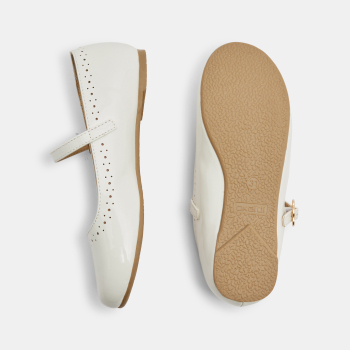 حذاء باليرينا أنيق لامع باللون الأبيض للفتيات